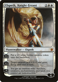 Card image of Elspeth, Knight-Errant. #4 on the list of best white Planeswalkers for token decks.