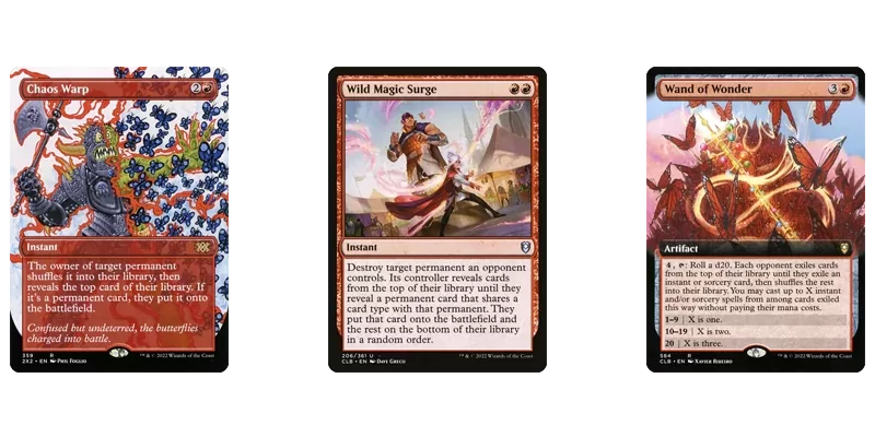 3 red enchantment removal spells for chaos: Chaos Warp, Wild Magic Surge & Wand of Wonder