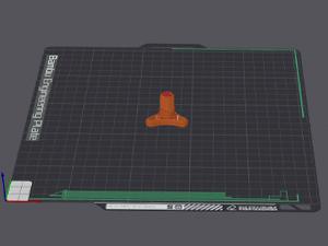 The image shows the DIY photo booth backdrop setup's bolt being positioned on the build plate in my slicer software.