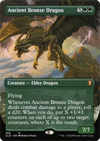 One of the best MTG green Dragons for a +1/+1 counters deck is Ancient Bronze Dragon. Shown here is the card for Ancient Bronze Dragon