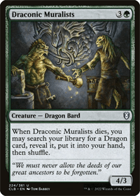 An often overlooked card, Draconic Muralists is one of the better MTG green Dragons created. Shown here is the Draconic Muralists card