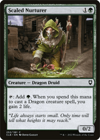 Coming in as the 8th spot on the best MTG green Dragons list is Scaled Nurturer. Shown here is the card Scaled Nurturer.