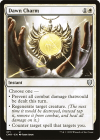 One of the few MTG white counterspell cards, Dawn Charm is shown here.