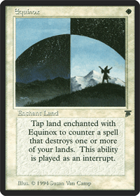 One of the few MTG white counterspell cards, Equinox is shown here.