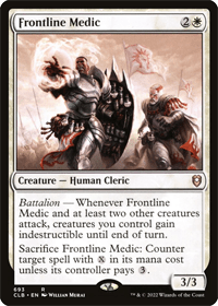 One of the few MTG white counterspell cards, Frontline Medic is shown here.